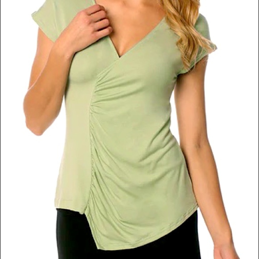 MAJAMAS mint green cotton maternity nursing shirt top